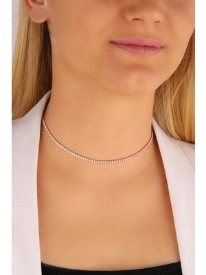 Normadia Pembe Altın 2 mm Su Yolu 925 Ayar Gümüş Kolye, Şıklık ve Zarafet Sunar