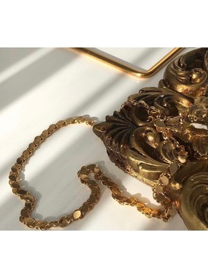 Normadia Şık Zincir Çelik Kolye, Gold Kaplama, 60 Cm, Modern Takı Tasarımı