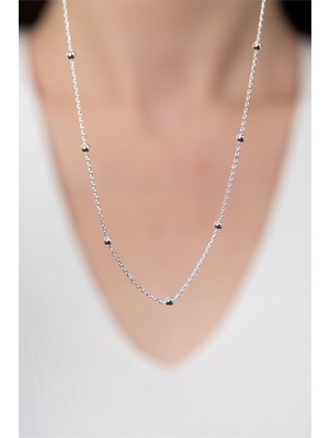 Normadia 925 Ayar Gümüş Minik Toplu Zarif Zincir 45 cm