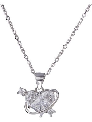 Normadia Kadın Kalp Detaylı Zirkon Taşlı 925 Ayar Gümüş Kolye