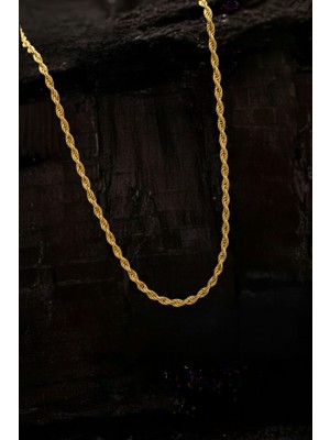 Normadia Şık Kadın Gümüş Kolye, 22 Ayar Altın Kaplama, Burma Halat Zincir