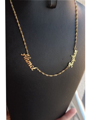 Normadia 925 Ayar Gümüş ve 24 Ayar Altın Kaplama Iki Isimli Kolye