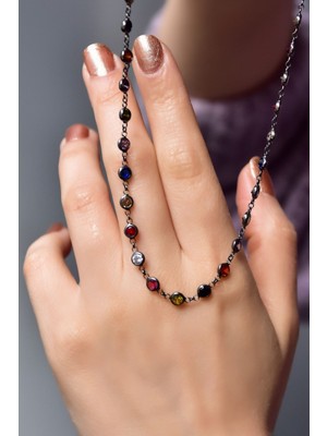 Normadia Parlak Zirkon Taşlı 925 Ayar Gümüş Sıralı Şık Tiffany Kolye