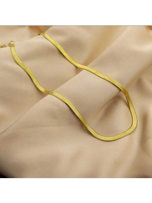 Normadia Şık Paslanmaz Çelik Kadın Zincir Kolye, Gold, 45 Cm, 4 mm Kalınlık