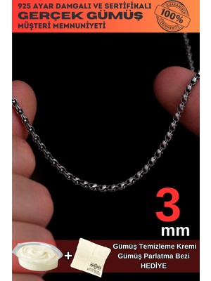 Normadia Erkek Gümüş Zincir - 3mm Pullu Arnavut Tasarımı Kolye