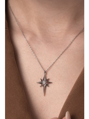 Normadia 925 Ayar Gümüş Kuzey Yıldızı Kolye Hediye Kutusunda