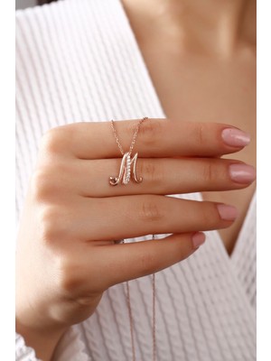 Normadia Şık Gümüş Kalpli M Harfi Kadın Kolyesi, Zarif Takı Aksesuarı