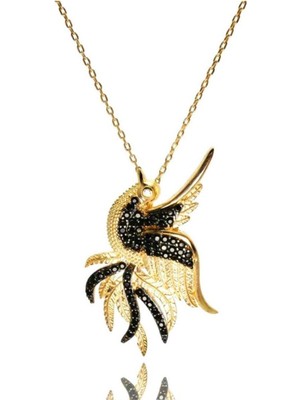 Normadia Zümrüdü Anka Kuşu Sembolü Kadın Gümüş Kolye, Şık ve Zarif Tasarım