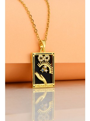 Normadia Şık Altın Renk Paslanmaz Çelik Tarot Temalı Kadın Kolye
