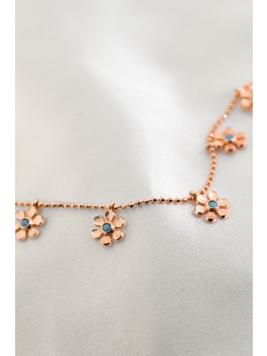 Normadia Kadın Rose Gold Papatya Figürlü 925 Ayar Kolye, Şık ve Zarif Tasarım