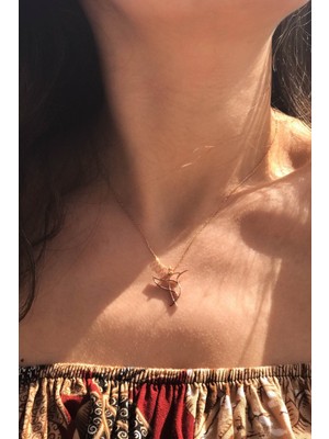 Normadia 925 Ayar Gümüş Kuş Kolye, Minimal Tasarım, Rose Renk