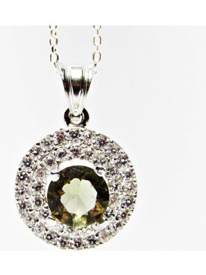 Normadia Şık Gümüş Yuvarlak Damla Taşlı Kadın Kolye, Zarif ve Parlak Tasarım