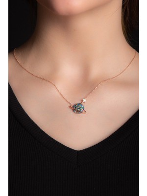 Normadia Renkli Galaksi Zirkon Taşlı Kadın Gümüş Kolye, 925 Ayar, Şık Takı