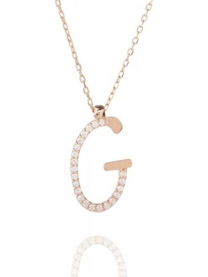 Normadia 925 Ayar Gümüş Rose Kaplama G Harf Kolye, Şık ve Zarif Tasarım