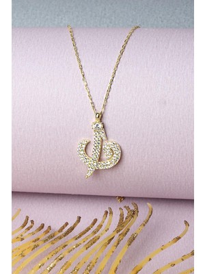 Normadia Zirkon Taşlı 925 Ayar Gümüş Elif Vav Kolye, Zarif ve Şık Takı