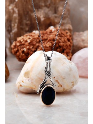 Normadia El Işçiliği Safir Taşlı Gümüş Sarmaşık Tasarım Kolye