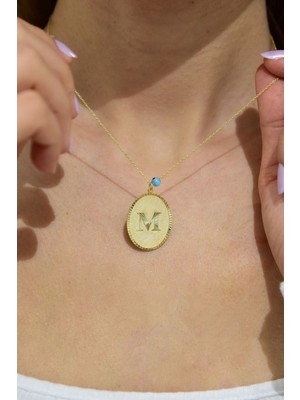 Normadia 925 Ayar Gümüş Gold Kaplama M Harfli Kolye, Şık ve Zarif Tasarım