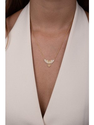 Normadia Zirkon Taşlı 925 Ayar Gümüş Anka Kuşu Kolye Altın Kaplama