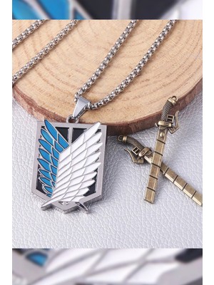 Normadia Attack On Titan Sökülebilir Kılıç Zincirli Çelik Kolye