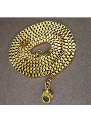 Normadia Erkek Altın Otomano Kübik Çelik Zincir Kolye Şık ve Dayanıklı