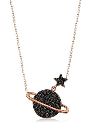 Normadia Siyah ve Beyaz Seçenekli, Yıldızlı Gezegen Tasarımlı Gümüş Kolye