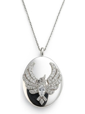 Normadia 925 Ayar Gümüş Zümrüdü Anka Madalyon Kolye, Şıklığın Simgesi