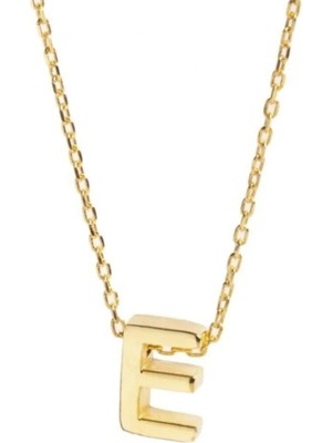 Normadia Kadın Sarı 925 Ayar Gümüş E Harfli Zincir Kolye