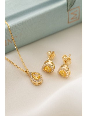 Normadia 925 Ayar Gümüş Citrine Damla Kolye, Şıklık ve Doğal Güzellik