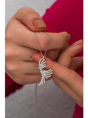 Normadia 925 Ayar Gümüş Zirkon Taşlı Anka Kuşu Kolye, Şıklık ve Zarafet Sunar