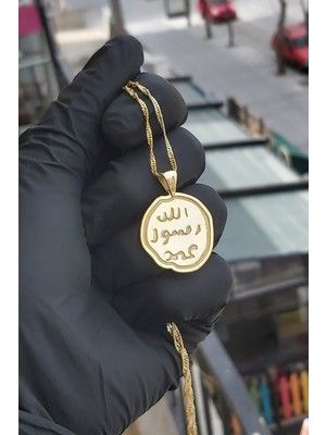 Normadia Kadın 925 Ayar Gümüş 24 Ayar Altın Kaplama Mührü Şerif Kolye