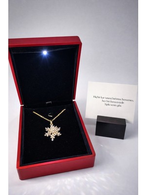 Normadia Işıklı Kar Tanesi Kolye, Kutulu Altın Kaplama, Romantik Hediye Seti