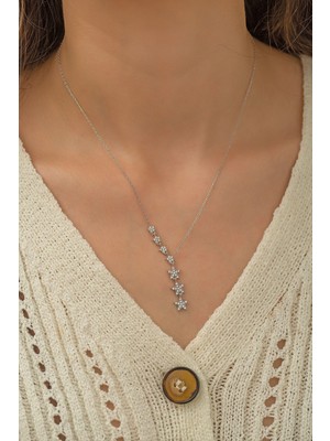 Normadia Kayan Yıldızlar Kolye, Nano Zirkon Taşlı, Rodyum Kaplama, Şık Takı