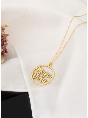 Normadia Iki Isimli 925 Ayar Gümüş Daire Kolye, Kişiselleştirilebilir Takı