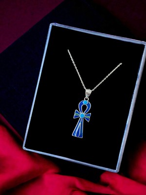 Normadia Nil’in Anahtarı Ankh Sembolü Renkli Mineli Unisex 925 Ayar Gümüş Kolye