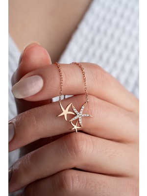 Normadia 925 Ayar Gümüş Rose Deniz Yıldızı Kolye, Şık ve Zarif Tasarım