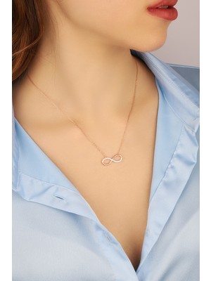 Normadia Kadın Rose Yarı Taşlı Sonsuzluk 925 Ayar Gümüş Kolye