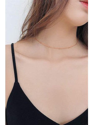 Normadia Kadın Gümüş Top Top Zincir Rose Kaplama 1.2mm Şık Takı