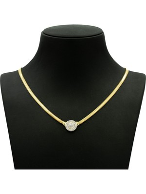 Normadia 925 Ayar Gümüş Balık Sırtı Baget Kolye, 14K Gold Kaplama