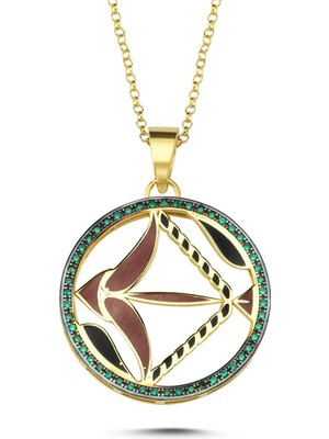 Normadia Şans ve Enerjiyi Yansıtan Mineli Yay Burcu Altın Kaplama Kolye