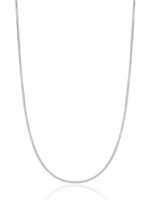 Normadia Kadın Gümüş Yassı Yılan Zincir Rodyum Kaplama Şık Kolye