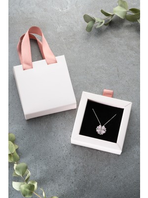 Normadia 925 Ayar Gümüş Pembe Taşlı Mıknatıslı Kolye, Kutulu, Şık ve Zarif Tasarım