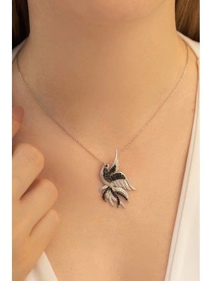 Normadia Kadın Gümüş Kolye, Zarif Simurg Zümrüdü Anka Tasarımı