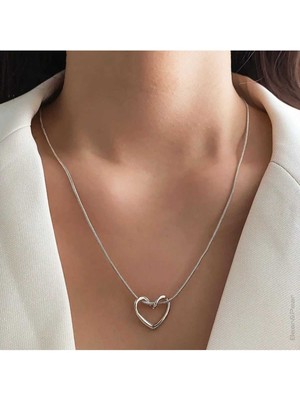 Normadia Renkli Kalpli Loop Gold Kolye, Paslanmaz Çelik, Şık ve Zarif Takı