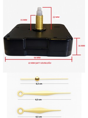 UltraMint Sessiz 22 mm Askısız Duvar Saati Mekanizması, Küçük Model, Hassas Çalışma