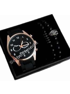 Sevgiliye Hediye Erkek Kol Saatleri Isim Baskılı Bileklik Kombin Saat Yıl Dönümü Hediyeleri