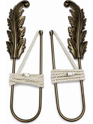 Dekoratif Yaprak Fon Perde Tutacagı || Delme & Vida Yok | Pratik Kullanım | 1 Adet Antik