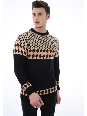 Evolaria Desenli Kalın Kışlık Erkek Günlük Triko Kazak