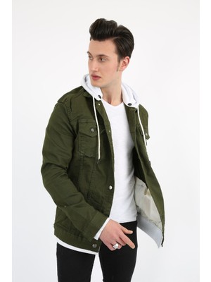 Evolaria Kapüşonlu Alttan Çıkmalı Düğmeli Erkek Spor Günlük Kot Ceket