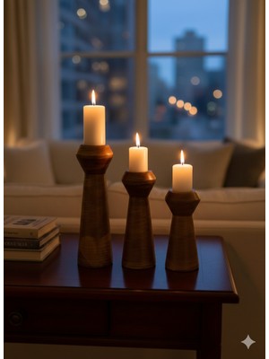 3’lü Seramik Mumluk  Seti | Dekoratif  Mumluk Şamdan | Modern & Doğal Tasarım ( Mum Dahil Değildir)