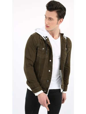 Evolaria Kapüşonlu Alttan Çıkmalı Düğmeli Erkek Spor Günlük Kot Ceket